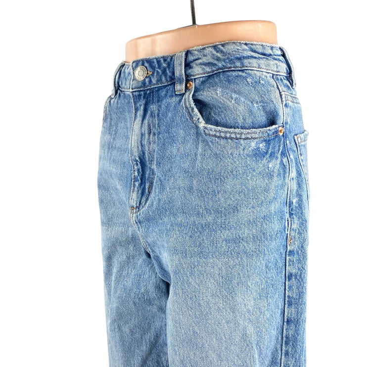 Garage Women's Blue Distressed High Waisted Wide Leg Baggy Denim Jeans Size 7