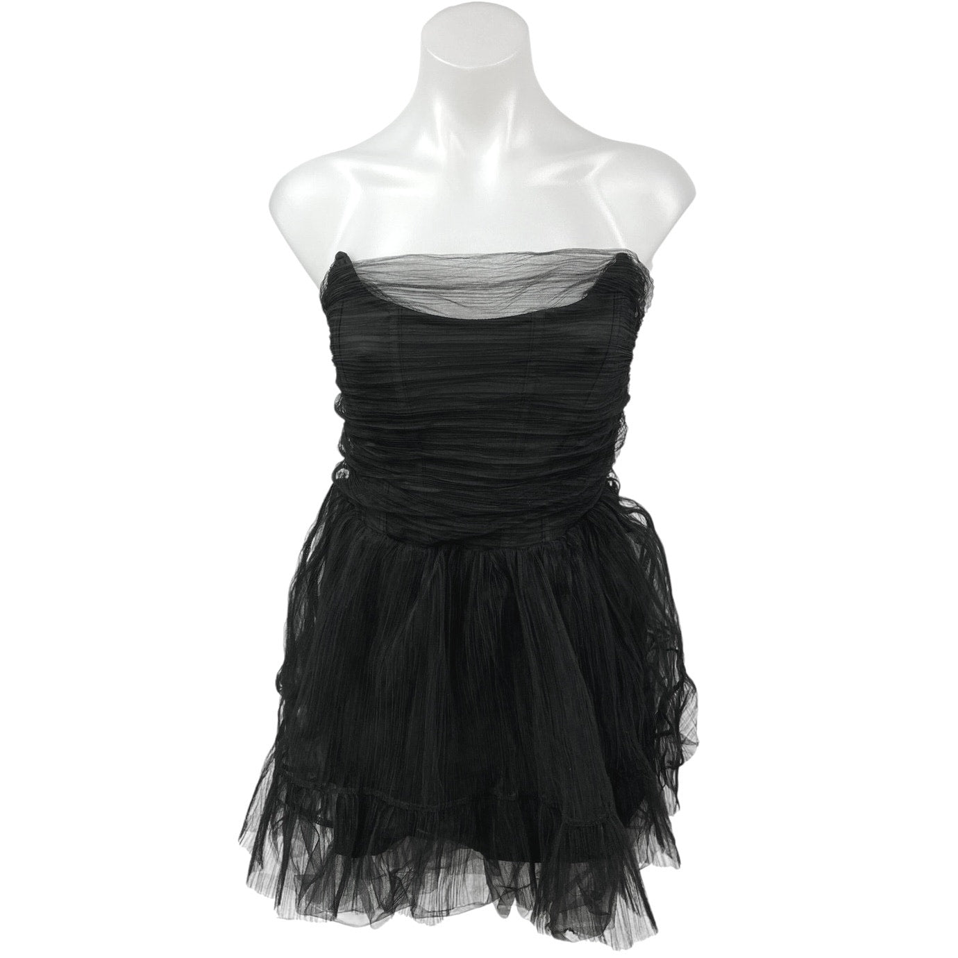 Bershka Black Tulle Ruffle Strapless Fit & Flare Mini Cocktail Tube Dr Brie Bershka Black Tulle Ruffle Strapless Fit & Flare Mini Cocktail Tube Dr Brie