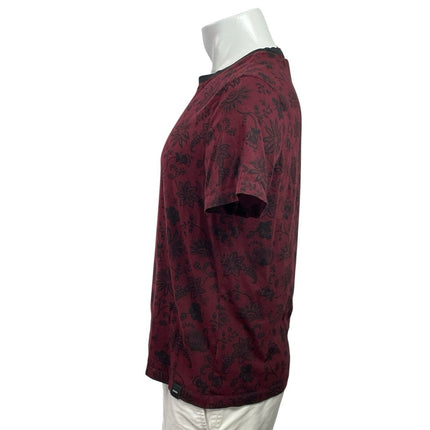 DKNY Men's Red Floral Graphic Crew Neck Shoprt Sleeve Basic Tee T-Shirt Top Sz M