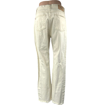 Urban Outfitters BDG White Distressed High Waist Flared Cowboy Denim Jeans Sz 28