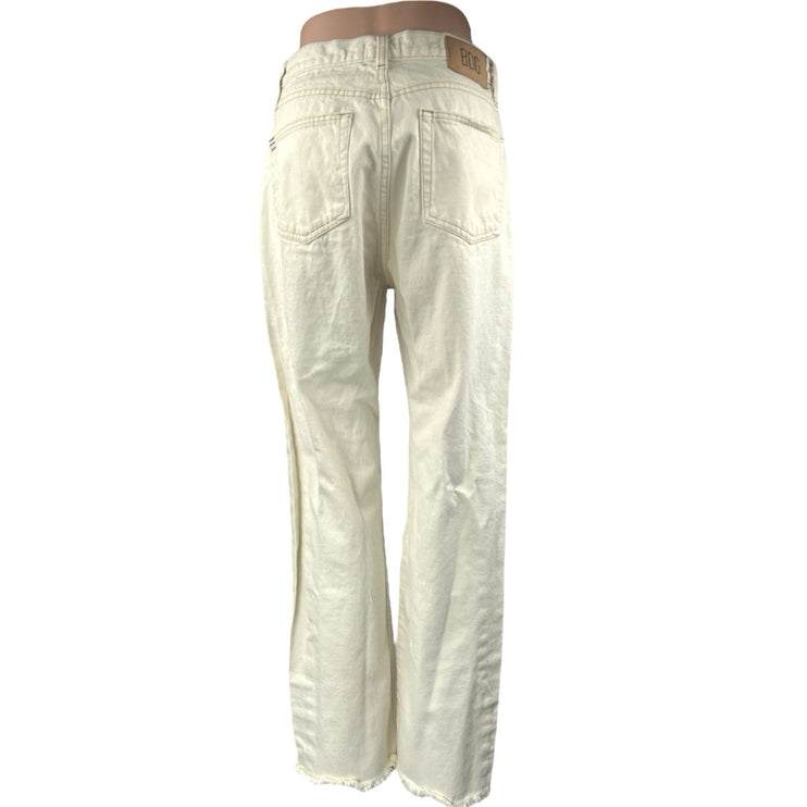 Urban Outfitters BDG White Distressed High Waist Flared Cowboy Denim Jeans Sz 28
