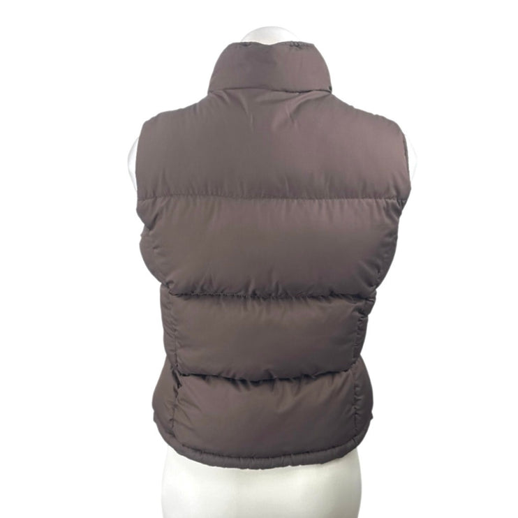 Big Chill Womens Brown Cream Reversible Zip Up Puffer Quilted Vest Jacket Size 8