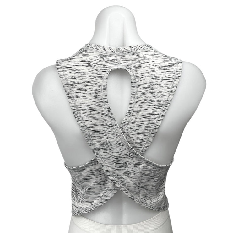 Lululemon Gray Heathered Criss Cross Back Crew Neck Athletic Crop Tank Top Sz S