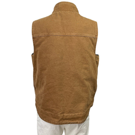 Carhartt Mens Tan Sherpa Lined Mock Neck Work Canvas Full Zip Vest Jacket Size M