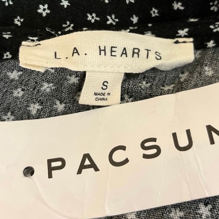 NEW Pacsun L.A. Hearts Black White Floral Sleeveless Tie Romper Shorts Size S