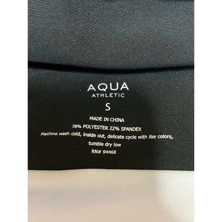 Aqua Athletic Black Activewear Yoga Sports Bra Tank Top & Biker Shorts Sets Sz S