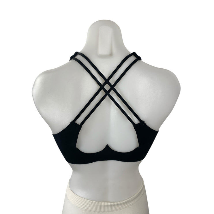 Bo + Tee Black Halter Yoga Gym Workout Athletic Activewear Tank Sports Bra Top S