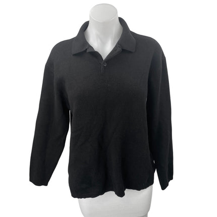 Zara Women's Black Collared Long Sleeve Knit Polo Sweatshirt Sweater Top Size L