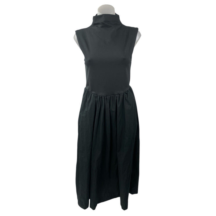 J.Crew Women's Black Sleeveless Turtleneck Tank Pleated A Line Midi Dress Size S