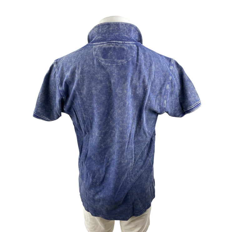 NEW Originals Men's Blue Washed Barcelona Crest Short Sleeve Polo Shirt Top M