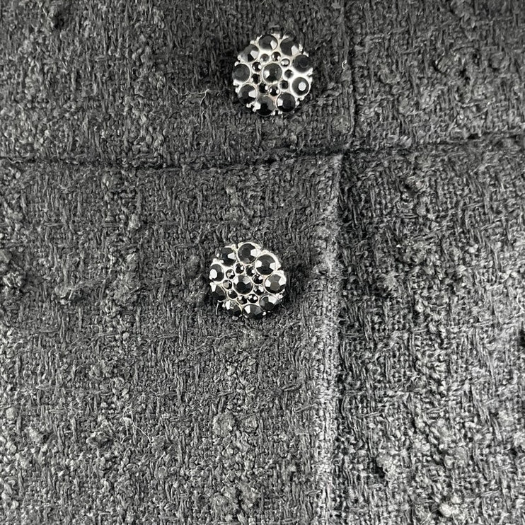 H&M Women's Black Tweed Button Down Casual Knee Length Mini A-Line Skirt Size 14