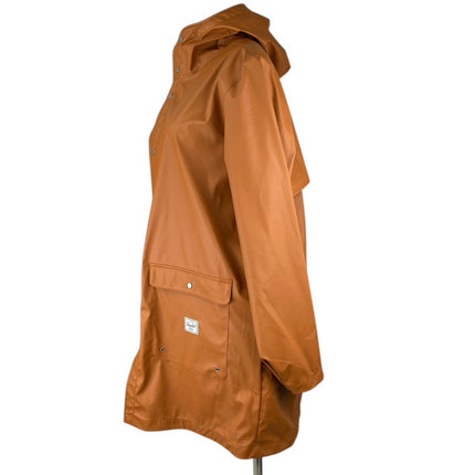 Herschel Women's Brown Long Sleeve Button Down Hooded Rain Coat Jacket Size XXL