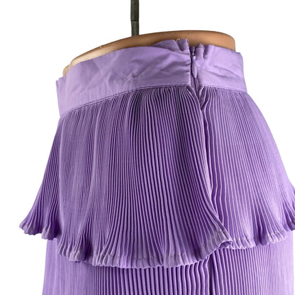 PRETTYLITTLETHING Lilac Plisse Tiered Pleated Ruffle Mini Flared A-Line Skirt 2