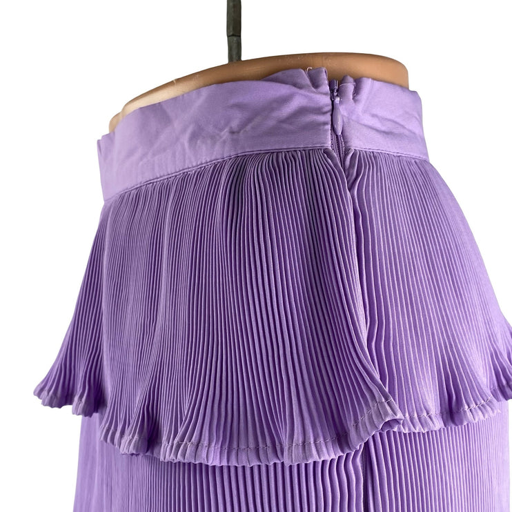 PRETTYLITTLETHING Lilac Plisse Tiered Pleated Ruffle Mini Flared A-Line Skirt 2