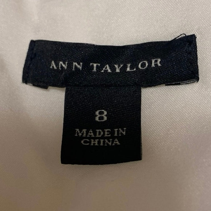 Ann Taylor Women's  White Sleeveless Belted Mini A-Line Fit & Flare Dress Size 8