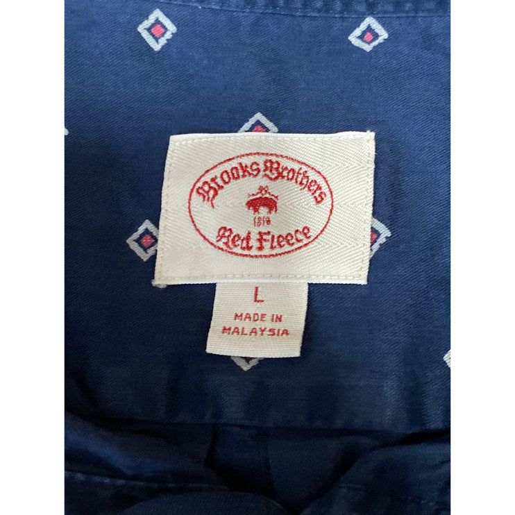 Brooks Brothers Red Fleece Mens Blue Diamond Long Sleeve Button Down Shirt Top L
