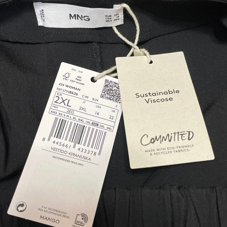 NEW MNG Mango Women's Black Sleeveless Open Back Mini A-Line Tank Dress Size 2XL