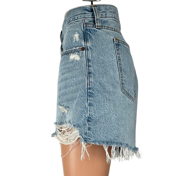 Abercrombie & Fitch Blue Distressed Low Rise Baggy Dad Cut Off Denim Shorts 31