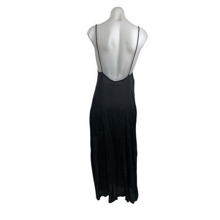 Motel Womens Black Sleeveless Leopard Slit Open Back Cami Midi Slip Dress Size S