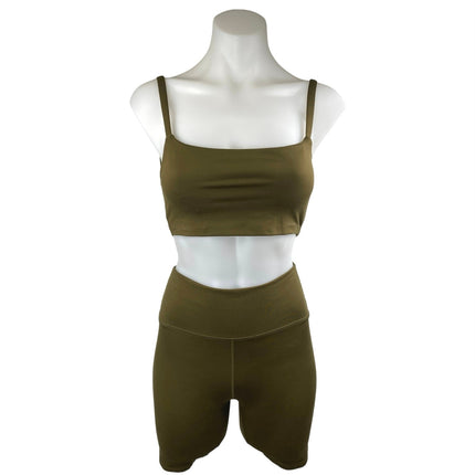 Sage Collective Green Sleeveless Activewear Sports Bra & Biker Shorts 2pc Set XS