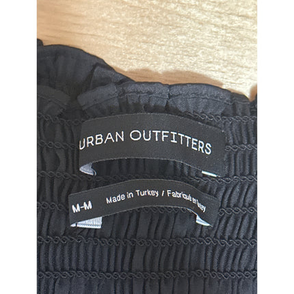 Urban Outfitters Black Sleeveless Tie Strap Smocked Cami Tank Crop Top Size M