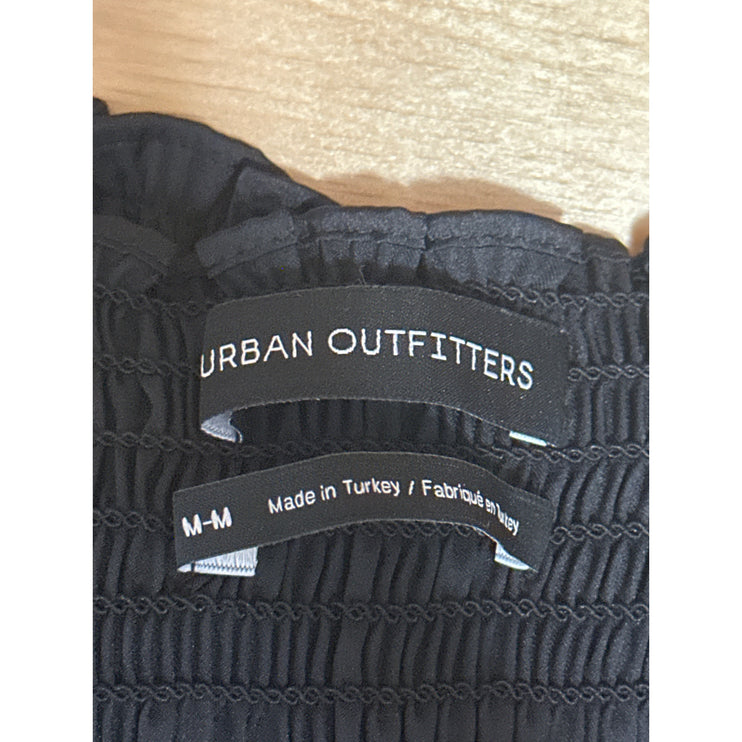 Urban Outfitters Black Sleeveless Tie Strap Smocked Cami Tank Crop Top Size M