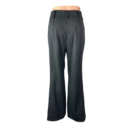 Commense Womens Black Pinstriped High Rise Flared Bootcut Trousers Pants Size XS