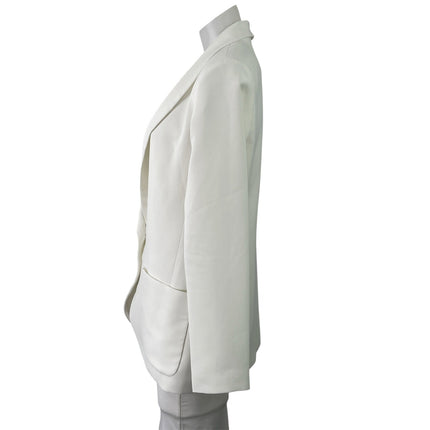 Amanda Uprichard White Notch Collar Long Sleeve Button Blazer Coat Jacket Size M