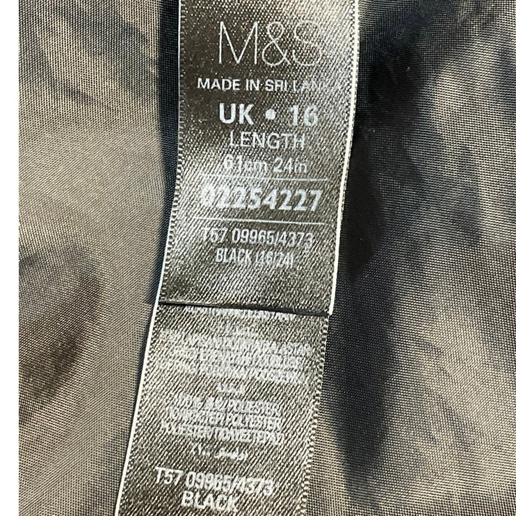 M&S Marks & Spencer Black High Waisted Slit Career Pencil Mini Skirt Size 12