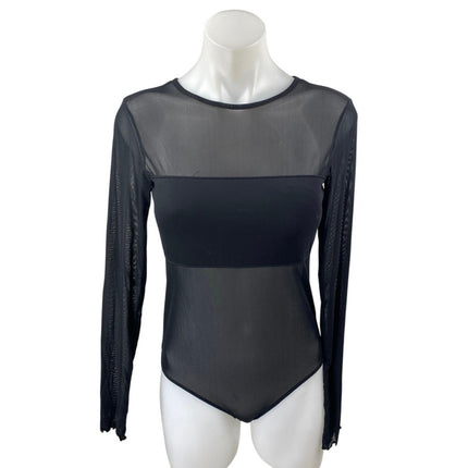 Urban Outfitters Out From Under Black Bandeau Long Sleeve Sheer Mesh Bodysuit M