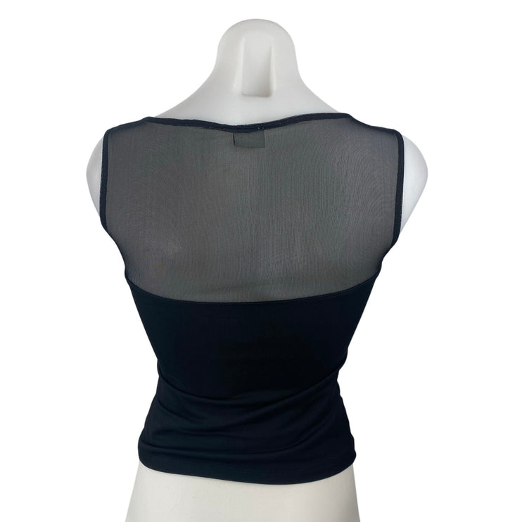 Abercrombie & Fitch Black Sleeveless Mesh Bateau Neck Tank Blouse Top Size XS