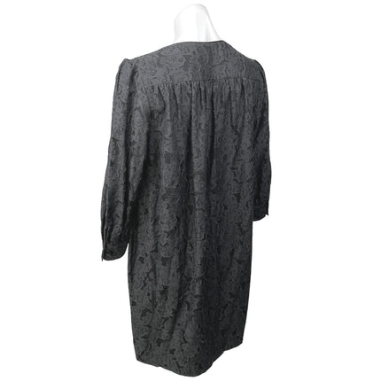 Elizabeth and James Dark Gray Silk Long Sleeve V Neck Mini Shift Dress Size 0