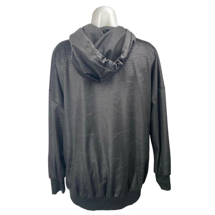 Love Moschino Black Faux Vegan Leather Long Sleeve Hooded Hoodie Sweatshirt 4