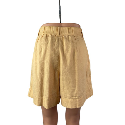 Abercrombie & Fitch Women's Yellow Linen High Rise Pleated Mini Shorts Size S