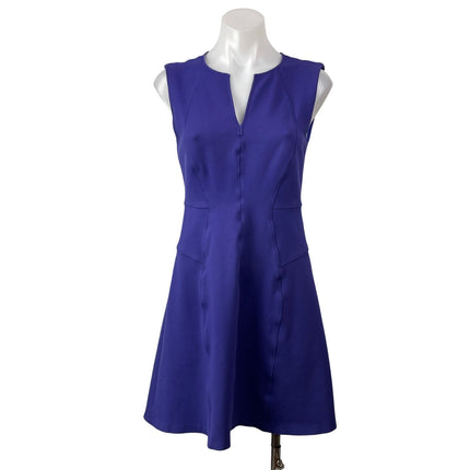 Rebecca Taylor 100% Silk Women's Blue Sleeveless Split V-neck Aline Mini Dress 2