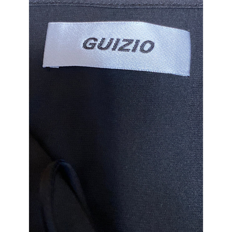 Guizio Lace Tie Womens Black Satin Floral Sheer Mesh Sleeveless Cami Tank Top XS