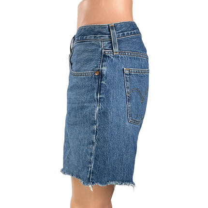 Levi's Women's Blue High Waisted Frayed Raw Hem Cut Off Denim Jean Shorts Size S