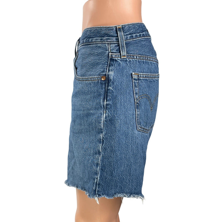 Levi's Women's Blue High Waisted Frayed Raw Hem Cut Off Denim Jean Shorts Size S