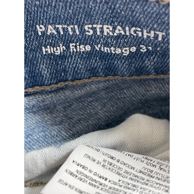 DL1961 Women's Blue Raw Frayed Hem High Rise Loose Straight Denim Jeans Pants 26