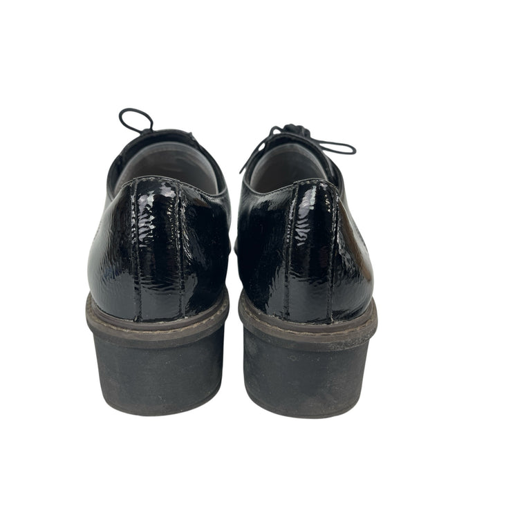 Clarks Airabell Tye Womens Black Patent Leather Lace-Up Platform Oxford Shoes 9