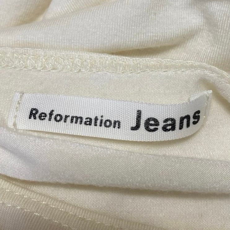 Reformation Jeans Raquel White Short Sleeve Tee T Shirt Bodysuit Top Size M
