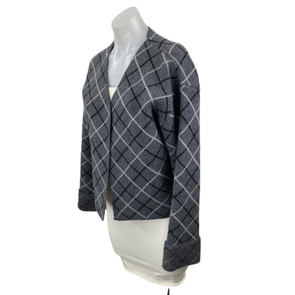 Lucky Brand Plaid Check V Neck Long Sleeve Button Down Cardigan Sweater Top Sz S