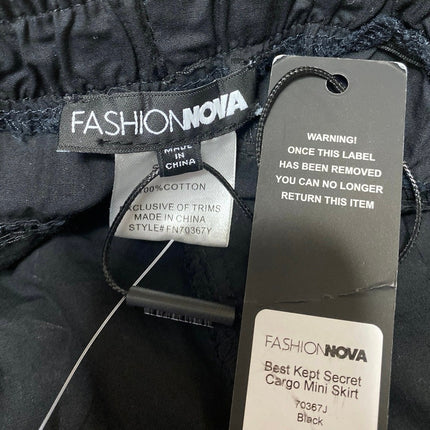 NEW Fashion Nova Best Kept Secret Black Elastic Waist Cargo Mini Skirt Size S