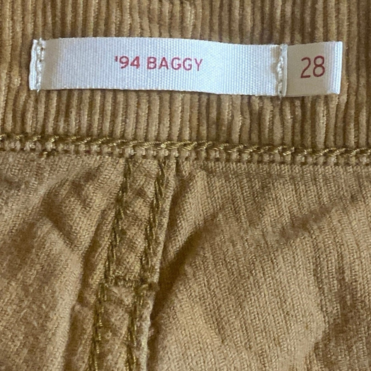 Levi's 94 Baggy Women's Tan Corduroy High Rise Wide Leg Trousers Pants Size M