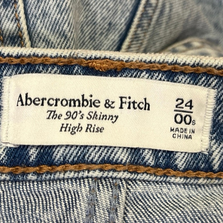 Abercrombie & Fitch Acid Wash 90's Skinny High Rise Distressed Denim Jeans Sz 24