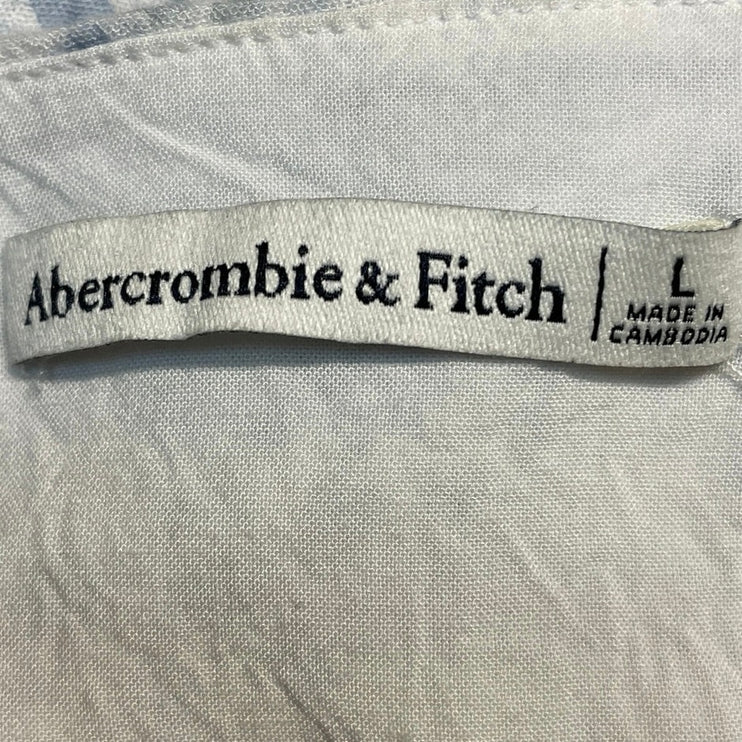 Abercrombie & Fitch Blue Floral Short Sleeve VNeck Twist Front Crop Blouse Top L