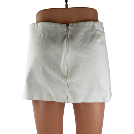 Oak+ Fort Women's White High Waisted Back Zip Casual Straight Mini Skirt Size 6
