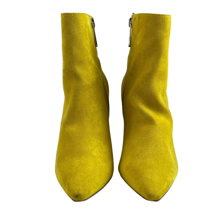 Charles by Charles David Yellow Faux Suede Pointed Toe Heel Ankle Boots Size 7