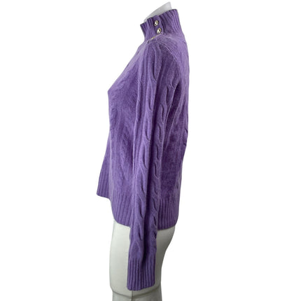 Charter Club Women's Purple 100% Cashmere Long Sleeve Cable Knit Sweater Top  S