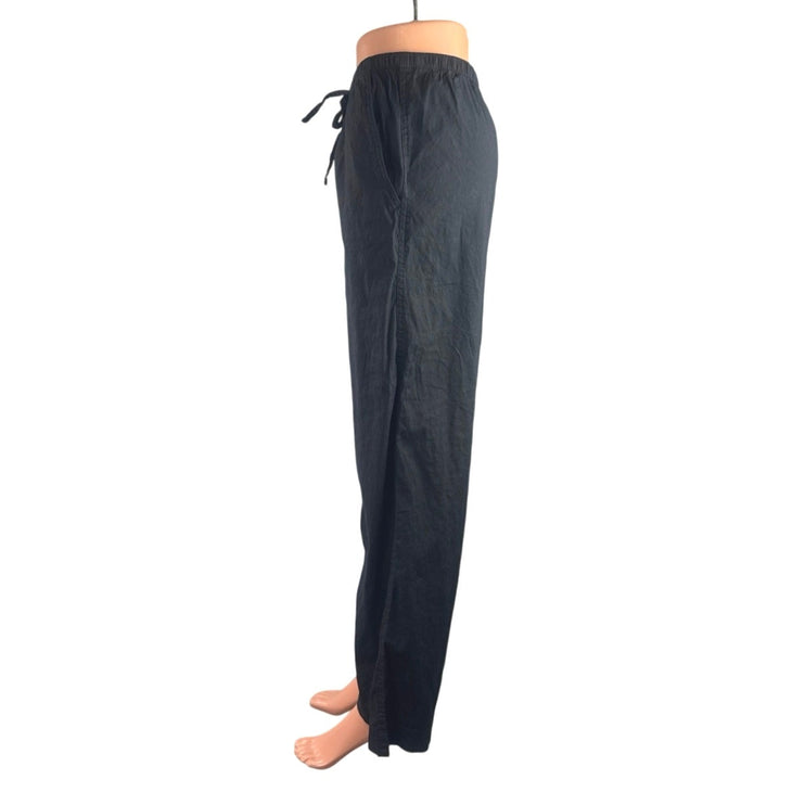 Athleta Women's Black Linen High Rise Lounge Wide Leg Palazzo Trousers Pants XXS